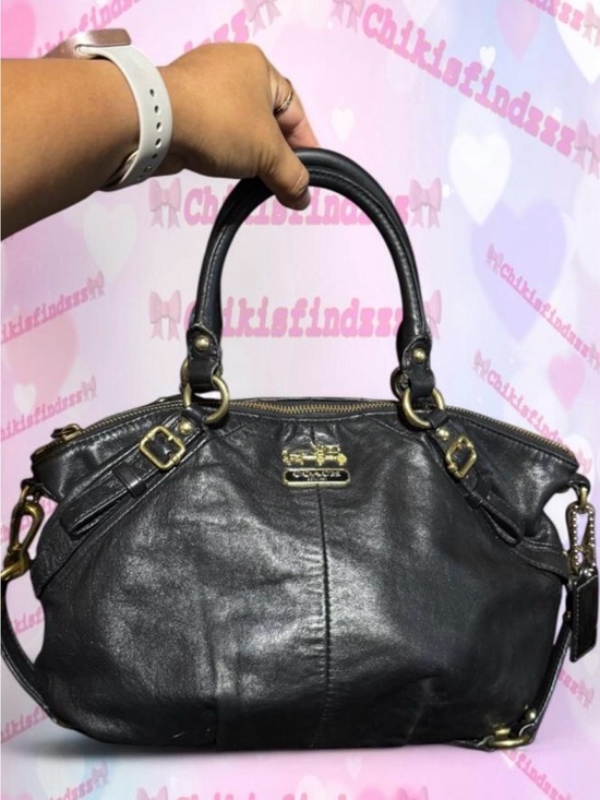 Coach Handbags - Coach Madison Sophia Black Leather Satchel with Brass Hardware Style 15960
